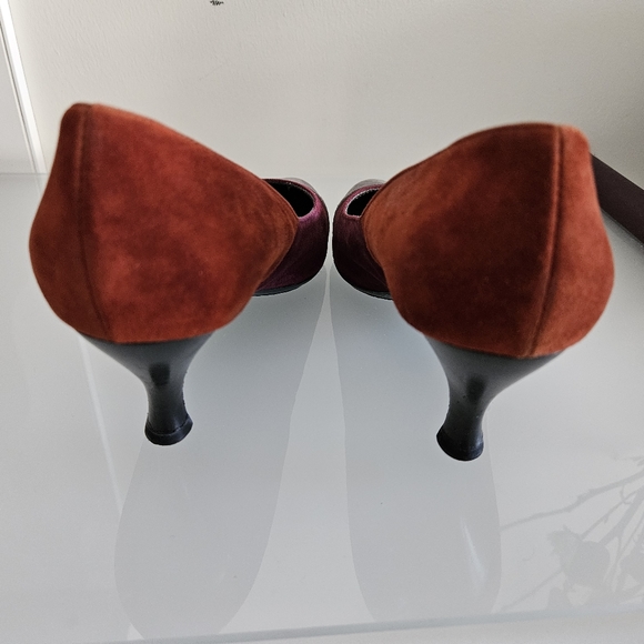 Aquatalia by Marvin K. Suede Burgundy Orange Grey Pumps US 6.5 - Picture 5 of 7
